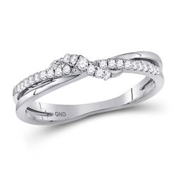 1/6 CTW Round Diamond Crossover Stackable Ring 10kt White Gold - REF-15X5T