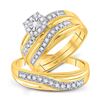 Image 1 : 1/3 CTW Round Diamond Matching Trio Mens Wedding Bridal Ring 10kt Yellow Gold - REF-39R6H