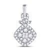 Image 1 : 3/8 CTW Princess Round Diamond Cluster Pendant 10kt White Gold - REF-32W3F