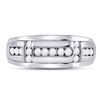 Image 2 : 1/2 CTW Mens Round Diamond Channel-set Wedding Ring 10kt White Gold - REF-47X9T