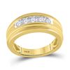 Image 1 : 1/2 CTW Mens Round Diamond Wedding Channel Set Ring 14kt Yellow Gold - REF-81M3A