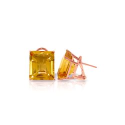 Genuine 13 ctw Citrine Earrings 14KT Rose Gold - REF-53A2K