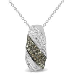 0.37 CTW Brown & White Diamond Pendant 14K White Gold - REF-35K6W