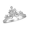 Image 1 : 1/20 CTW Round Diamond Cross Crown Tiara Ring 14kt White Gold - REF-16N8Y