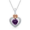 Image 1 : 3/4 CTW Heart Lab-Created Amethyst & Diamond Heart Pendant 10kt Two-tone Gold - REF-5T9K