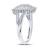Image 3 : 1/4 CTW Round Diamond Rectangle Cluster Split-shank Ring 10kt White Gold - REF-22H8W
