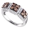 Image 1 : 1 & 3/8 CTW Round Brown Diamond Ring 10kt White Gold - REF-65F9M