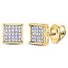 Image 1 : 1/6 CTW Round Diamond Square Cluster Earrings 14kt Yellow Gold - REF-10F8M