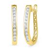Image 1 : 1/5 CTW Round Diamond Slender Single Row Oblong Hoop Earrings 10kt Yellow Gold - REF-24N3Y