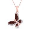 Image 1 : 1/5 CTW Round Red Color Enhanced Diamond Butterfly Bug Pendant 10kt Rose Gold - REF-18R3H