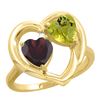 Image 1 : 2.61 CTW Diamond, Garnet & Lemon Quartz Ring 14K Yellow Gold - REF-33N5Y