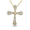 Image 1 : 1/10 CTW Round Diamond Flared Cross Pendant 10kt Yellow Gold - REF-8K4R
