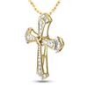 Image 2 : 1/10 CTW Round Diamond Flared Cross Pendant 10kt Yellow Gold - REF-8K4R
