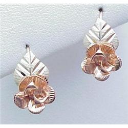 Floral earrings 14kt tri-color gold 1.7