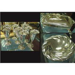 8 silver plate goblets, a 13 1/2 x 8 