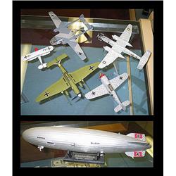 Five airplane models and one of the Hin