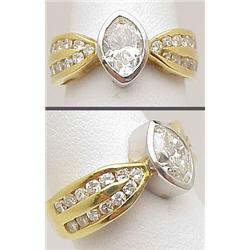 1.00ct marquise diamond ring, bezel set