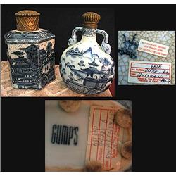 Pair Oriental decorative jars with bron