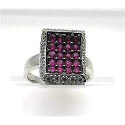 18kt white gold ruby and diamond ring. 
