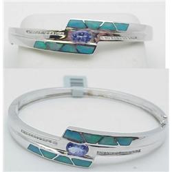 Bangle bracelet opal, 1.40Ctw tanzanite