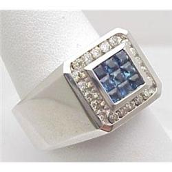 Mans ring with 1.00Ctw sapphire and .6