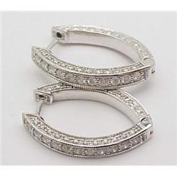 Diamond hoop earrings 1.00Ctw 14kt whit