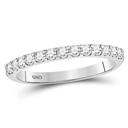 1/3 CTW Round Diamond Single Row Machine-set Wedding Ring 14kt White Gold - REF-27Y5X