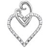 Image 1 : 1/12 CTW Round Diamond Double Joined Heart Pendant 10kt White Gold - REF-9X3T