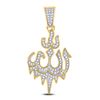 Image 1 : 1/3 CTW Mens Round Diamond Allah Arabic Script Charm Pendant 10kt Yellow Gold - REF-24T3K