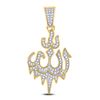 Image 1 : 1/3 CTW Mens Round Diamond Allah Arabic Script Charm Pendant 10kt Yellow Gold - REF-24T3K