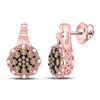 Image 1 : 1/2 CTW Round Brown Diamond Cluster Earrings 14kt Rose Gold - REF-41K9R