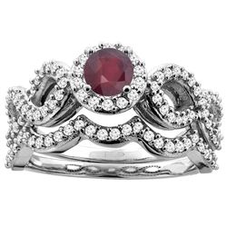 1.10 CTW Ruby & Diamond Ring 14K White Gold - REF-93Y6V