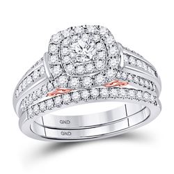 1 CTW Round Diamond Bridal Wedding Engagement Ring 14kt Two-tone Gold - REF-113M9A
