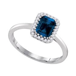 1 & 1/5 CTW Blue Sapphire Solitaire Diamond Ring 14kt White Gold - REF-77N9Y