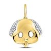 Image 1 : 1/12 CTW Round Diamond Puppy Dog Emoji Animal Pendant 10kt Yellow Gold - REF-10N8Y