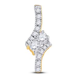 1/4 CTW Round Diamond Fashion 2-stone Pendant 14kt Yellow Gold - REF-19X2T