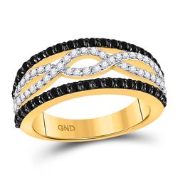 1 CTW Round Black Color Enhanced Diamond Ring 10kt Yellow Gold - REF-41M9A