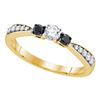 Image 1 : 3/8 CTW Round Diamond 3-stone Tapered Bridal Wedding Engagement Ring 10kt Yellow Gold - REF-22R8H