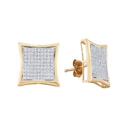 1/2 CTW Round Diamond Square Kite Cluster Earrings 10kt White Gold - REF-35Y9X