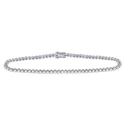 1 & 1/5 CTW Round Diamond Studded Tennis Bracelet 10kt White Gold - REF-77R9H