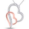 Image 1 : 1/12 CTW Round Diamond Double Heart Pendant 10kt Two-tone Gold - REF-7W8F