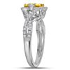 Image 3 : 1 CTW Round Natural Canary Yellow Diamond Square Cluster Ring 14kt White Gold - REF-83A9N