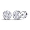 Image 1 : 1/2 CTW Round Diamond Fashion Cluster Earrings 14kt White Gold - REF-38M4A