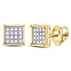Image 1 : 1/10 CTW Round Diamond Square Earrings 10kt Yellow Gold - REF-8T4K