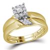 Image 2 : 1/5 CTW His & Hers Round Diamond Solitaire Matching Bridal Wedding Ring 10kt Yellow Gold - REF-30W3F