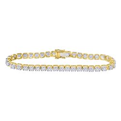 3 CTW Mens Round Diamond Cluster Fashion Bracelet 10kt Yellow Gold - REF-228F3M