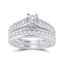1 CTW Princess Diamond Bridal Wedding Engagement Ring 14kt White Gold - REF-117M3A