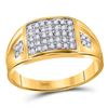Image 1 : 1/4 CTW Mens Round Prong-set Diamond Square Cluster Ring 10kt Yellow Gold - REF-24H3W