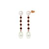 Image 1 : Genuine 11 ctw Pearl & Garnet Earrings 14KT Rose Gold - REF-28X8M