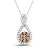 Image 1 : 3/8 CTW Round Brown Diamond Cluster Pendant 10kt White Gold - REF-20N3Y